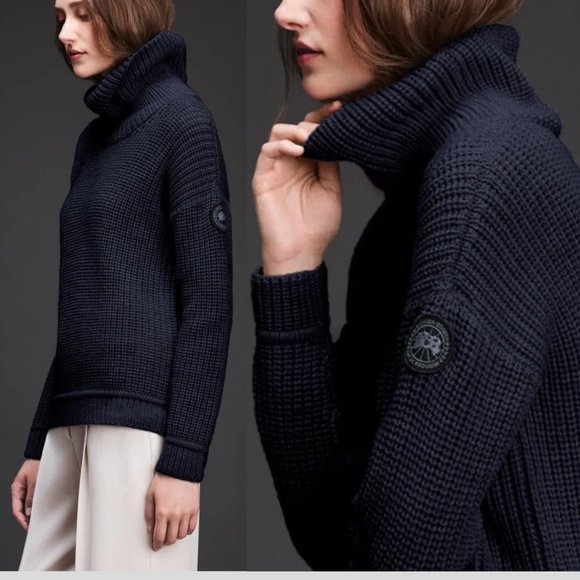 Canada Goose Sweaters - NWT Canada Goose Ladies Williston Sweater Black Label Merino Wool Knit Navy XS